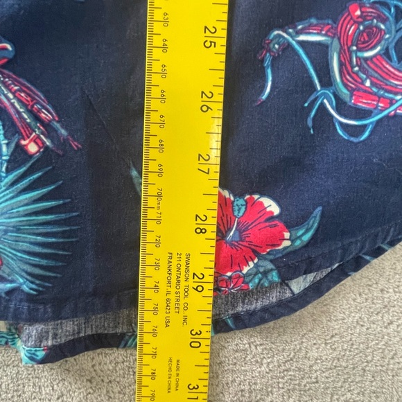 Star Wars Hawaiian Shirt Mens L Blue R2D2 Button Up Short Sleeve Hibiscus Floral - Picture 9 of 15